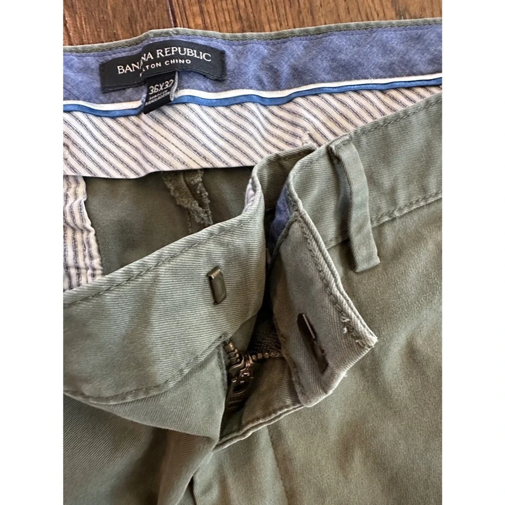 Banana Republic Fulton Chino Pants Mens 36x32 Olive Green Slim Fit Cotton